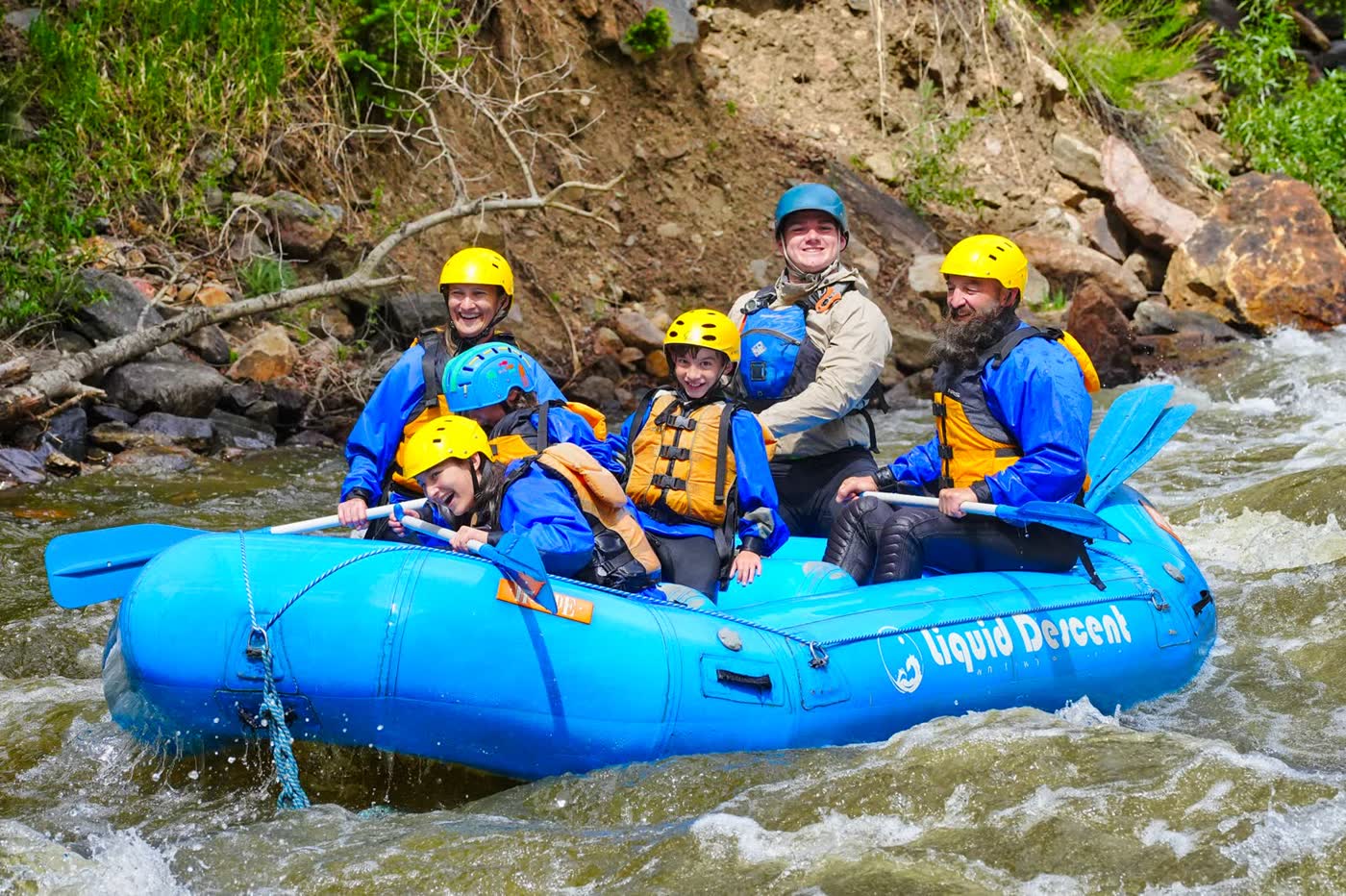 Family rafting on Clear Creek