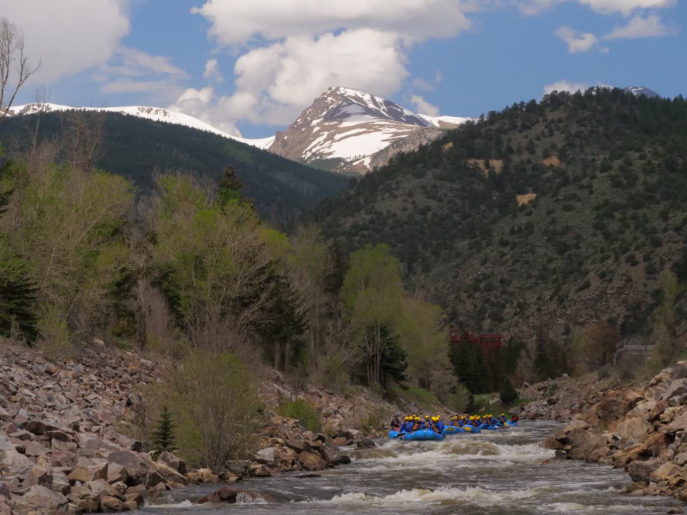Clear Creek rafting with mountain views