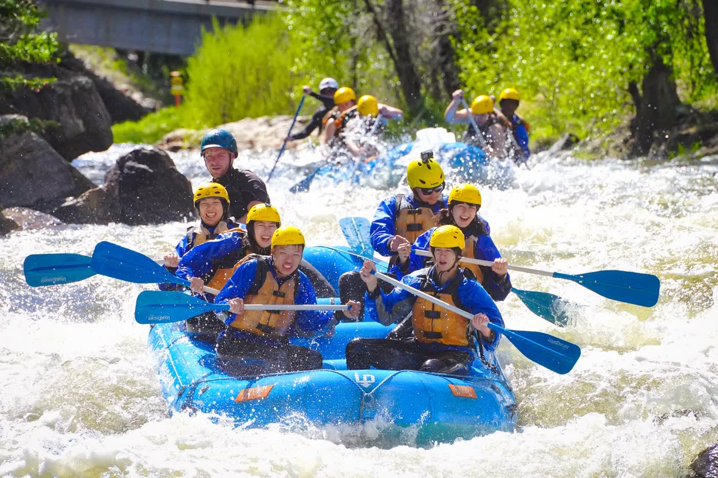 Group rafting on Clear Creek