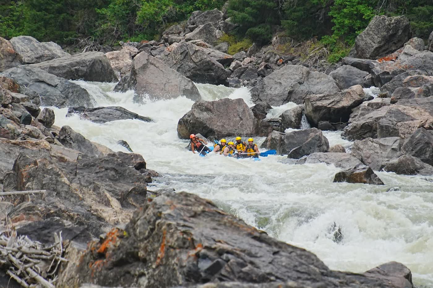 Rafting through Gore Canyon's boulder gardens