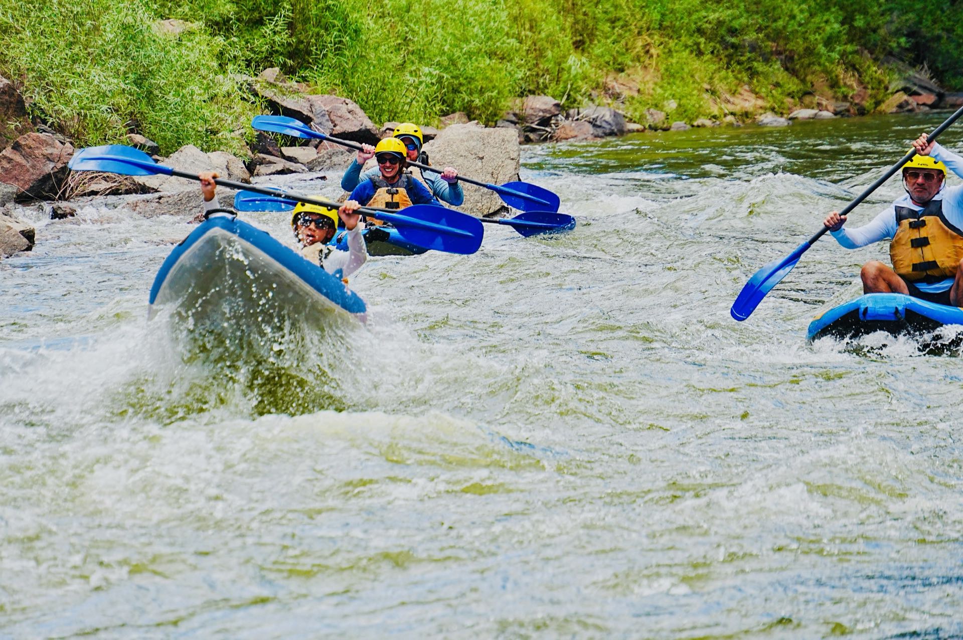 Group inflatable kayaking on the Upper Colorado River