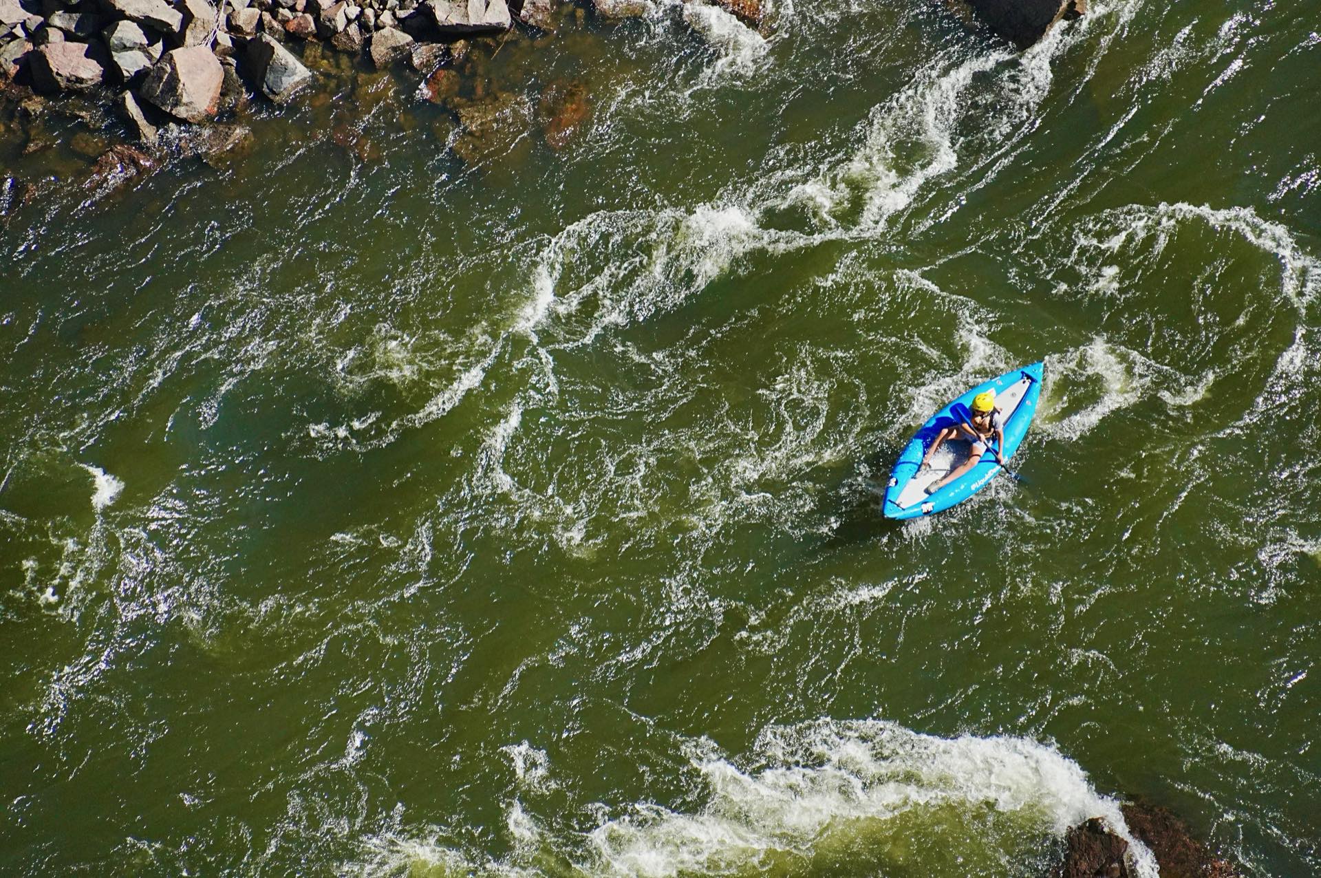 Guided inflatable kayak tour on the Upper Colorado near Kremmling